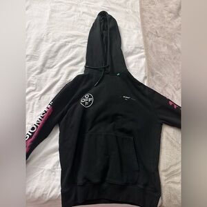 Off-White Black Hoodie with Pink Accents